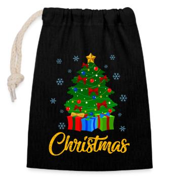 2 - Sac cadeau en coton avec cordon (14 x 20 cm) - noir - Devant