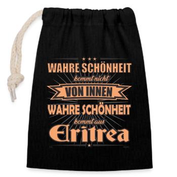 Wahre Schönheit kommt aus Eritrea Design - Verschließbarer Geschenkbeutel aus Baumwolle (14x20cm) - Schwarz - Vorne