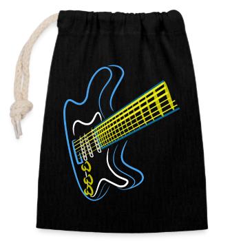 Blaues Gitarren Design - Verschließbarer Geschenkbeutel aus Baumwolle (14x20cm) - Schwarz - Vorne