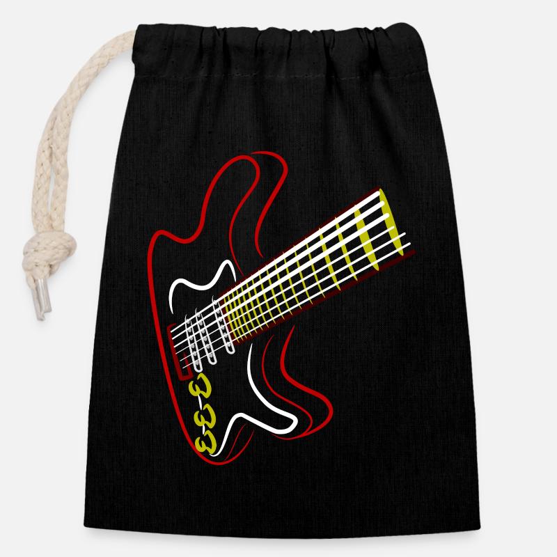 Elektrische Gitarre Neon Design - Verschließbarer Geschenkbeutel aus Baumwolle (14x20cm) - Schwarz