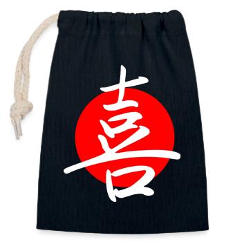 Joy (dark) - Closable cotton gift bag (14x20cm) - navy - Front