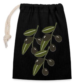 Olive Branches Impressionism - Closable cotton gift bag (14x20cm) - black - Front