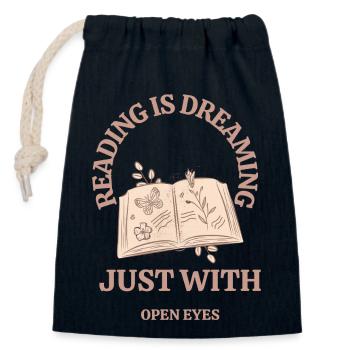 📖✨The Magic of Reading📖✨ - Closable cotton gift bag (14x20cm) - navy - Front
