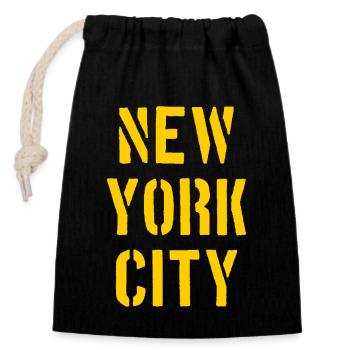 New York City - NYC - NY - Manhattan - Brooklyn - Closable cotton gift bag (14x20cm) - black - Front