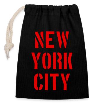 New York City - NYC - NY - Manhattan - Brooklyn - Closable cotton gift bag (14x20cm) - black - Front