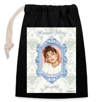Picture frame light blue - Closable cotton gift bag (14x20cm) - black - Front