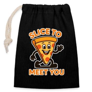 Slice to meet you - Closable cotton gift bag (14x20cm) - black - Front