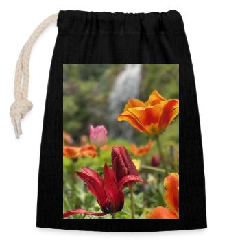 Tulpen bunt - Verschließbarer Geschenkbeutel aus Baumwolle (14x20cm) - Schwarz - Vorne