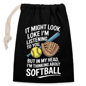 Lustiger Softball Spieler Fänger Pitcher Softball - Verschließbarer Geschenkbeutel aus Baumwolle (14x20cm) - Schwarz - Vorne