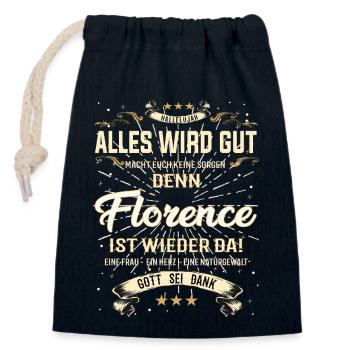 Tout ira bien parce que Florence est là Outfit - Sac cadeau en coton avec cordon (14 x 20 cm) - bleu marine - Devant