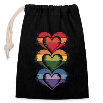 Rainbow Hearts : l’amour dans toutes les couleurs - Sac cadeau en coton avec cordon (14 x 20 cm) - noir - Devant