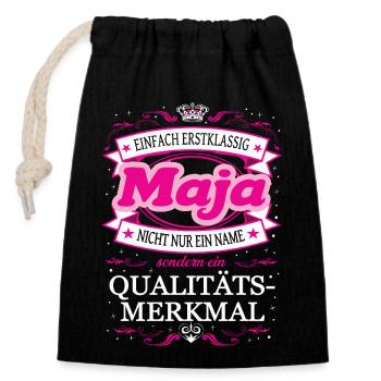 Quality feature Maja simply first-class - Closable cotton gift bag (14x20cm) - black - Front