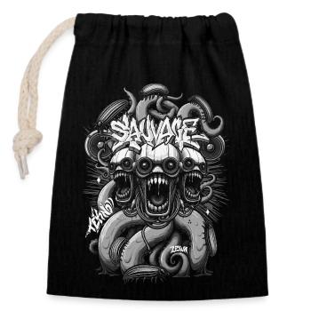 Savage monster tekno art Zewa - Sac cadeau en coton avec cordon (14 x 20 cm) - noir - Devant