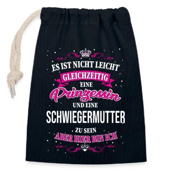 Schwiegermutter und Prinzessin - Verschließbarer Geschenkbeutel aus Baumwolle (14x20cm) - Navy - Vorne