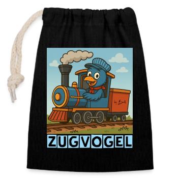 Zugvogel by Rico Beck - Verschließbarer Geschenkbeutel aus Baumwolle (14x20cm) - Schwarz - Vorne