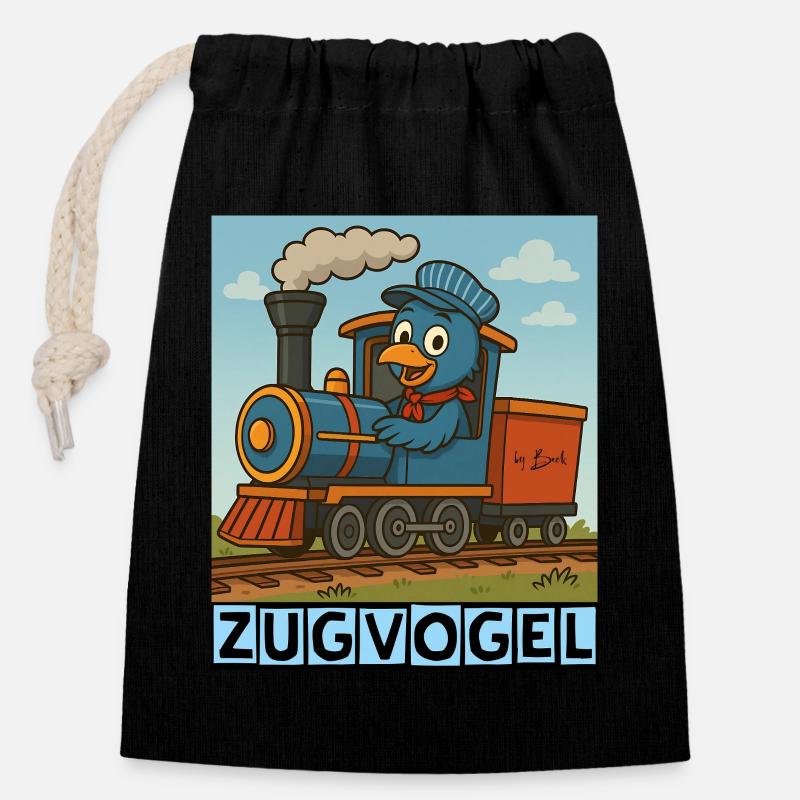 Zugvogel by Rico Beck - Verschließbarer Geschenkbeutel aus Baumwolle (14x20cm) - Schwarz