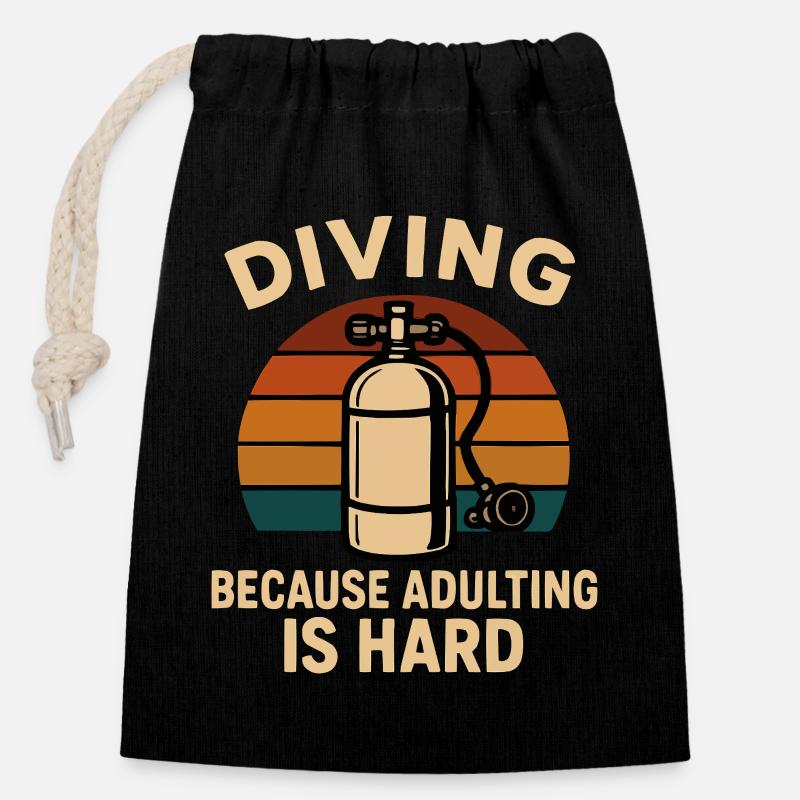 Diving Escape – When adulthood is annoying - Closable cotton gift bag (14x20cm) - black