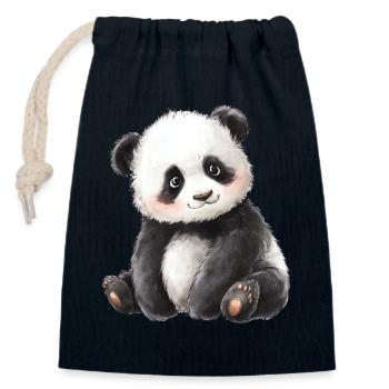 Cute Baby Panda - Closable cotton gift bag (14x20cm) - navy - Front