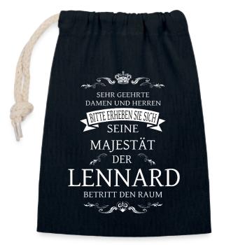 Seine Majestät der Lennard betritt den Raum - Verschließbarer Geschenkbeutel aus Baumwolle (14x20cm) - Navy - Vorne