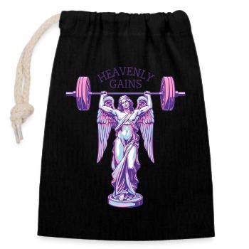 Gains célestes - Puissance de gymnase de statue d’ange - Sac cadeau en coton avec cordon (14 x 20 cm) - noir - Devant