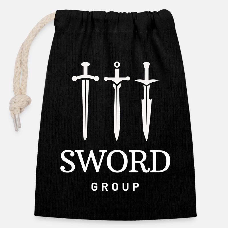 Sword_group - Verschließbarer Geschenkbeutel aus Baumwolle (14x20cm) - Schwarz