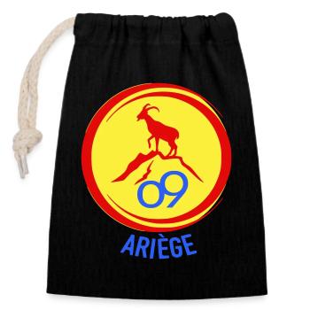 Bouquetin alpin Ariège 09 - Sac cadeau en coton avec cordon (14 x 20 cm) - noir - Devant