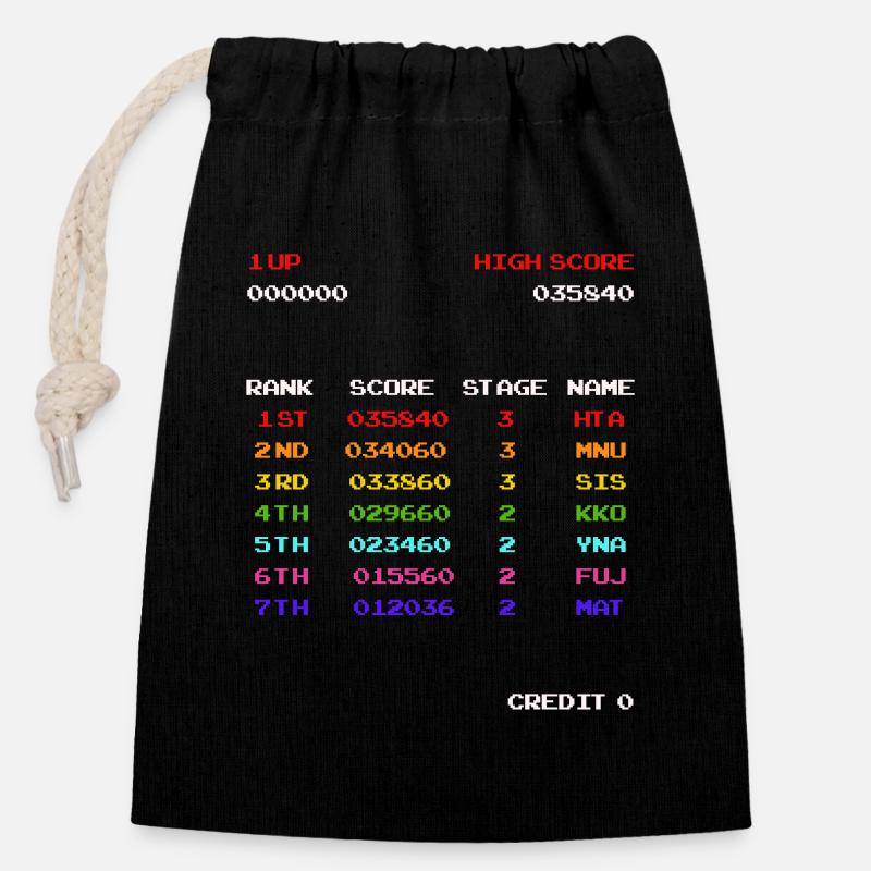 Score élevé - Sac cadeau en coton avec cordon (14 x 20 cm) - noir