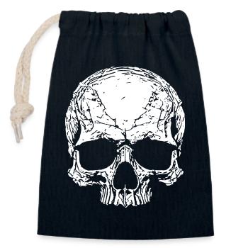 Silhouette du crâne - Sac cadeau en coton avec cordon (14 x 20 cm) - bleu marine - Devant