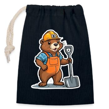 Construction sites Bieber - Closable cotton gift bag (14x20cm) - navy - Front