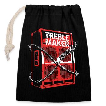 Treble Maker Music Pun Techno Rave - Closable cotton gift bag (14x20cm) - black - Front