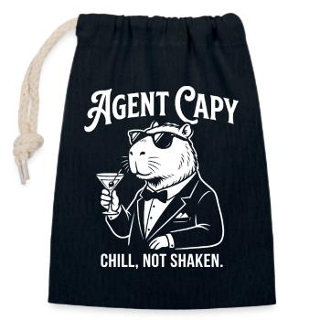 Agent Capybara - Cooles Meerschweinchen Spy - Verschließbarer Geschenkbeutel aus Baumwolle (14x20cm) - Navy - Vorne