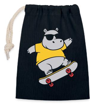 Cooles Nilpferd Skater Skateboard Vektor - Verschließbarer Geschenkbeutel aus Baumwolle (14x20cm) - Navy - Vorne