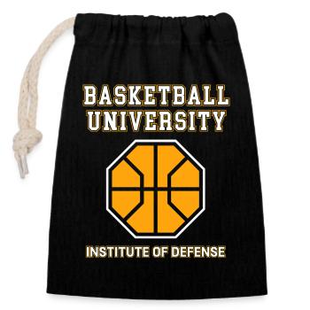 Basketball-Universität: Institut für Verteidigung - Verschließbarer Geschenkbeutel aus Baumwolle (14x20cm) - Schwarz - Vorne