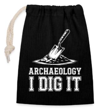 Archaeology I Dig It Tee - Closable cotton gift bag (14x20cm) - black - Front