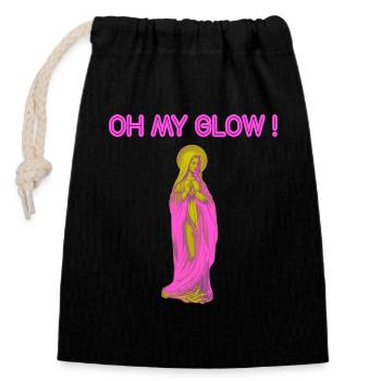 Oh My Glow Vierge Marie Auréole Or - Sac cadeau en coton avec cordon (14 x 20 cm) - noir - Devant