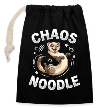 Dessin animé du furet nouilles du chaos - Sac cadeau en coton avec cordon (14 x 20 cm) - noir - Devant