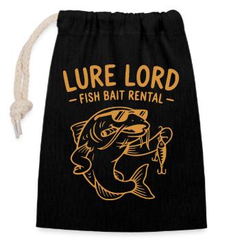 Lure Lord, Funny Angler T-Shirt, Hoodie, Mug - Closable cotton gift bag (14x20cm) - black - Front