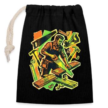 Artisan Carpenter Vintage - Closable cotton gift bag (14x20cm) - black - Front