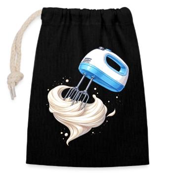Sahne schlagen Handmixer Backen Design  - Verschließbarer Geschenkbeutel aus Baumwolle (14x20cm) - Schwarz - Vorne