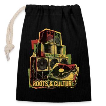 Roots Reggae Dub Soundsystem - Verschließbarer Geschenkbeutel aus Baumwolle (14x20cm) - Schwarz - Vorne