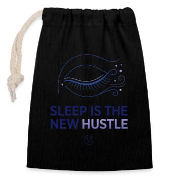 Sleep Is The New Hustle - Closable cotton gift bag (14x20cm) - black - Front