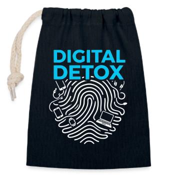 Digital Detox - Closable cotton gift bag (14x20cm) - navy - Front