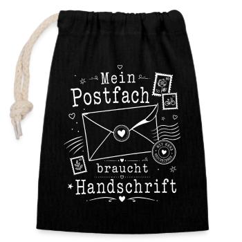 Analoge Freundschaft mit Briefcharme - Verschließbarer Geschenkbeutel aus Baumwolle (14x20cm) - Schwarz - Vorne
