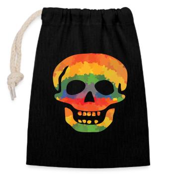 Coloured skull - Closable cotton gift bag (14x20cm) - black - Front