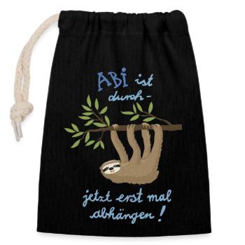 Faultier hat Abi - Verschließbarer Geschenkbeutel aus Baumwolle (14x20cm) - Schwarz - Vorne