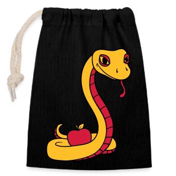 devil boese sweet apple eva adam human god ver - Closable cotton gift bag (14x20cm) - black - Front