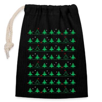 Christmas tree Christmas tree pattern Christmas - Closable cotton gift bag (14x20cm) - black - Front
