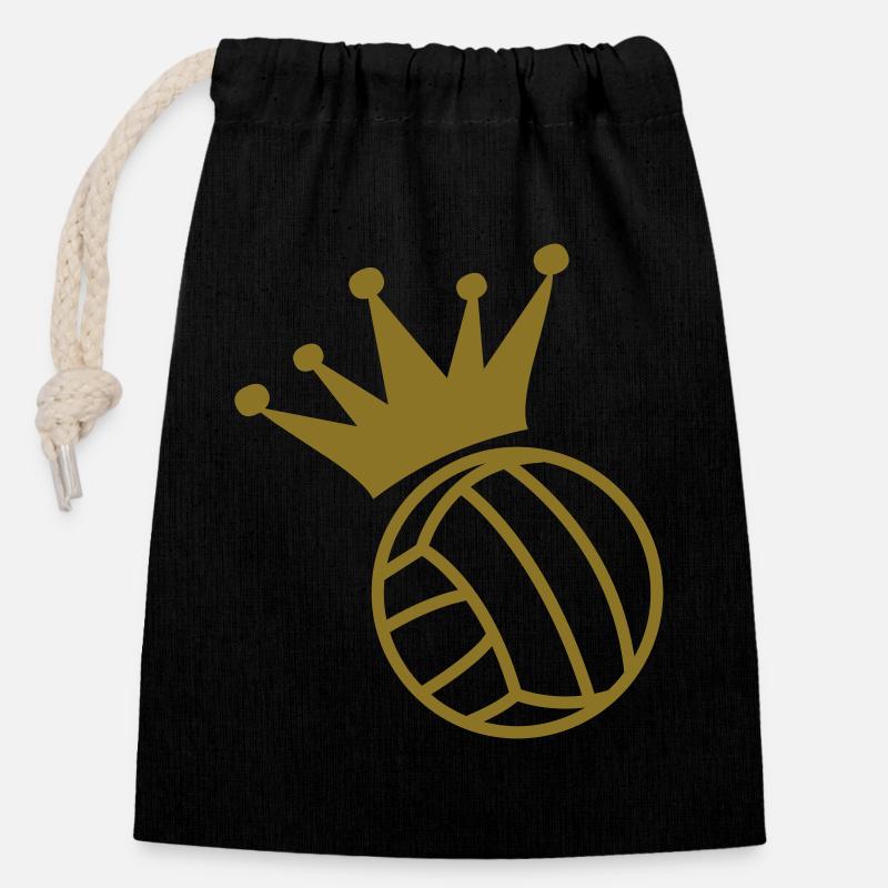 Volleyball - Closable cotton gift bag (14x20cm) - black