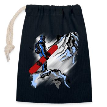 Snowboarding - Verschließbarer Geschenkbeutel aus Baumwolle (14x20cm) - Navy - Vorne