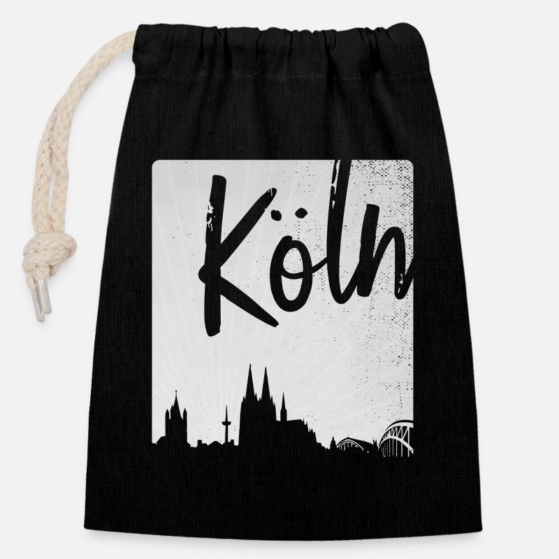 Köln - Verschließbarer Geschenkbeutel aus Baumwolle (14x20cm) - Schwarz